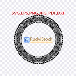 tattoo svg. tongan circle frame border digital stencil