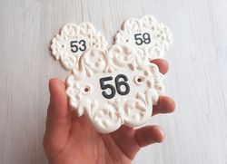 White black 56 address number sign decorative