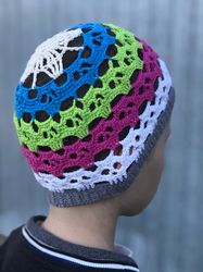 skeleton funny beanie crochet cotton hats, skeleton hat handmade