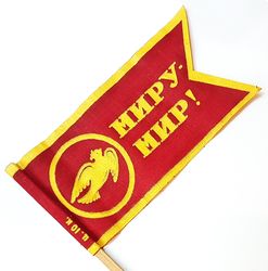 vintage ussr soviet small flag peace to world demonstration parade propaganda 1970s