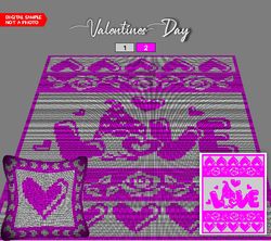 afghan c2c crochet pattern, graph / valentines day