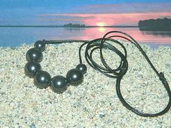 shungite macrame beaded necklace handmade from healing stone for girls and women.