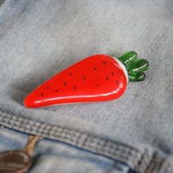 Art glass brooch carrot pin - Fused glass brooch glass jewelry - Handmade carrot