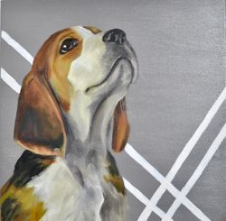 my friend dog oil painting, original art, painting, portrait of a dog, dog oil painting