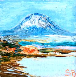 mount fuji painting mountain landscape artwork mountains original art