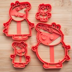 peppa pig family cookie cutter. set - 4 pcs.