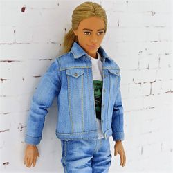 Denim jacket for Ken dolls or other male dolls of similar size