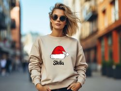 christmas custom santa hat comfort colors shirt, christmas squad shirt, santa hat shirt, christmas custom shirt, christm