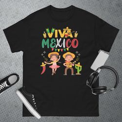 viva mexico boy girl maracas guitar mexican independence t-shirt