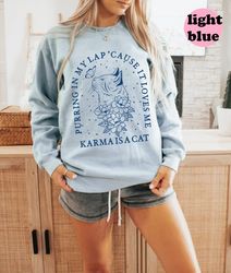 karma is a cat sweatshirt, album shirt, music teacher shirt, cat lover shirt, concert tee for women, positive quote tee,