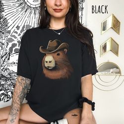 capybara cowboy unisex tshirt  comfort colors funny capybara shirt  oversized shirt in 4xl & plus sizes