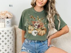 fall harvest shirt, autumn vibes tshirt, vintage floral shirt, aesthetic pumpkin t-shirt, cottagecore halloween tee