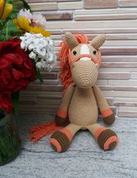 crochet horse plush, horse, stuffed animal, amigurumi,crochet gift, crochet farm animal,  horse pony dot, farmhouse