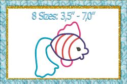 fish applique design embroidery design