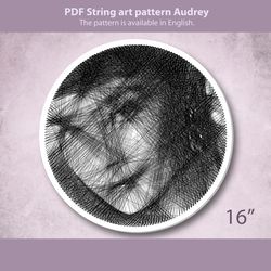 string art pattern pdf. audrey hepburn string art template. string art portrait. string art tutorial. modern wall art.