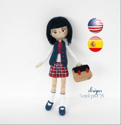 pattern amigurumi doll schoolgirl