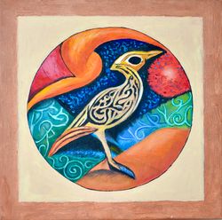 abstract bird oil painting, original art, painting, portrait of a bird, bird oil painting