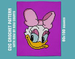 daisy duck c2c crochet graph pattern