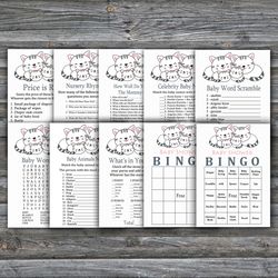 cat or kitten baby shower games bundle,cat baby shower games package,fun baby shower games,9 printable games-340