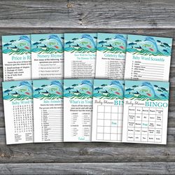 under the sea baby shower games bundle,sea themed baby shower games package,fun baby shower games,9 printable games-331