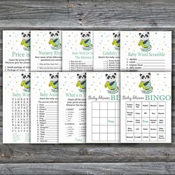 panda themed baby shower games bundle,baby panda baby shower games package,fun baby shower games,9 printable games-326