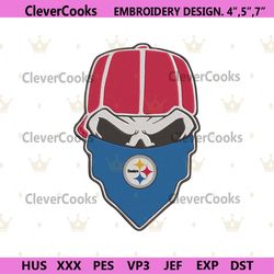 pittsburgh steelers skull bandana nfl embroidery design download