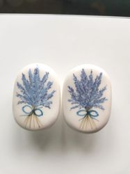 ceramic lavender pattern knobs  (set of 2)