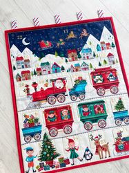 santa advent calendar, pocket christmas advent, christmas advent calendar, quilted countdown calendar, gift for teen