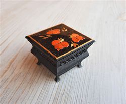 small vintage jewelry box - soviet kiev ukraine 1990 made pretty lady gift