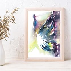 yellow butterfly wings fly watercolor. abstract wall art digital download poster. diy print room decor