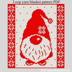 loop yarn finger knitted christmas gnome blanket pattern pdf download