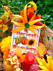 cross stitch pattern "harvest  blessings"  thanksgiving day cross stitch  fall cross stitch chart instant download pdf