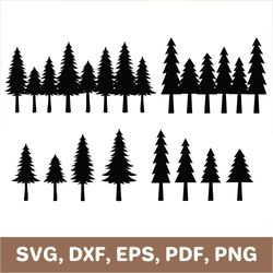 pine tree svg, fir tree svg, spruce tree svg, forest svg, forest trees svg, pine tree template, pine tree dxf, cricut