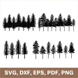 pine tree svg, forest svg, forest trees svg, fir tree svg, spruce tree svg, pine tree template, pine tree dxf, cricut