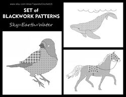 Set of Blackwork patterns - Sky&Earth&Water - Cross Stitch Pattern - Embroidery Sampler - Carpet Cross Stitch