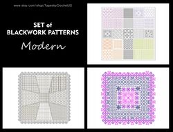 set of blackwork patterns - modern - cross stitch pattern - embroidery sampler - carpet cross stitch