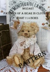 pattern of mozart's bear pdf sewing pattern set ,teddy elephant, teddy bear , teddy rabbit , teddy bear sewing pattern ,