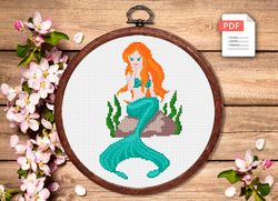 the mermaid cross stitch pattern, sea cross stitch, mermaid pattern, sea cross stitch pattern