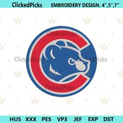chicago cubs baseball bear head symbol logo machine embroidery digitizing