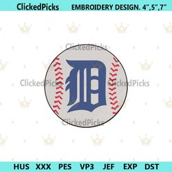 detroit tigers baseball classic letter d logo machine embroidery design