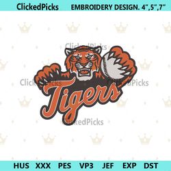 detroit tigers baseball curves logo machine embroidery digitizing