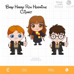 kawaii harry wizard clipart, hp svg, baby wizards svg, magic clipart, chibi wizard girl, cute