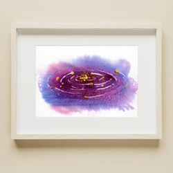 violet space abstract wall art digital download poster. diy print room decor. indigo space universe shape geometric