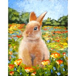 bunny painting animal original art rabbit wall art hare artwork