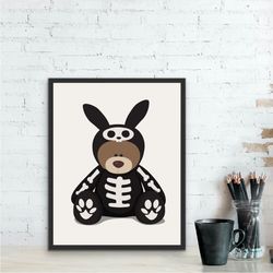 cute teddy bear wearing halloween costume, digital download, halloween decor for children room