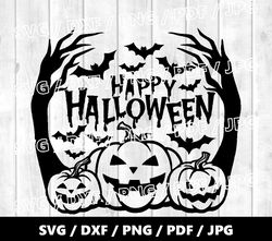 Happy Halloween Svg File | Happy Halloween Sign | Pumpkin Svg | Bat Svg | Halloween Shirt | Halloween Cricut File