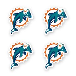 miami dolphins logo decal set of 4 by 3 in each die cut vinyl sticker car window