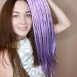 textured de dreadlocks full set, ombre pink purple de dreads with free ends, dreadlock extension ready to ship 20-22inch