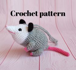 opossum crochet pattern pdf, crochet possum, crochet opossum, amigurumi opossum pattern, opossum plush