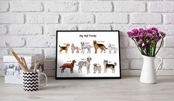 poster for interior dogs are the best friends, dogs of different breeds